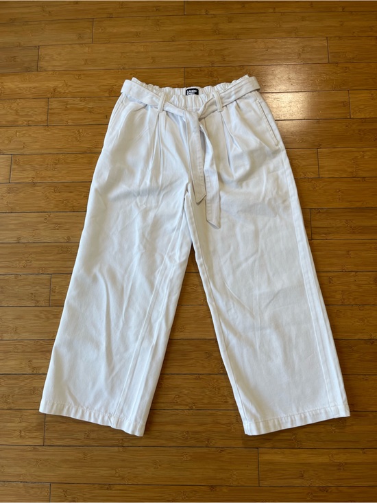Lands' End Denim - Lands' End White Wide-Leg Belted Paperbag Waist Pants
